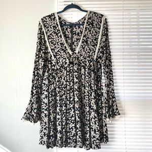 Free People black floral swing dress